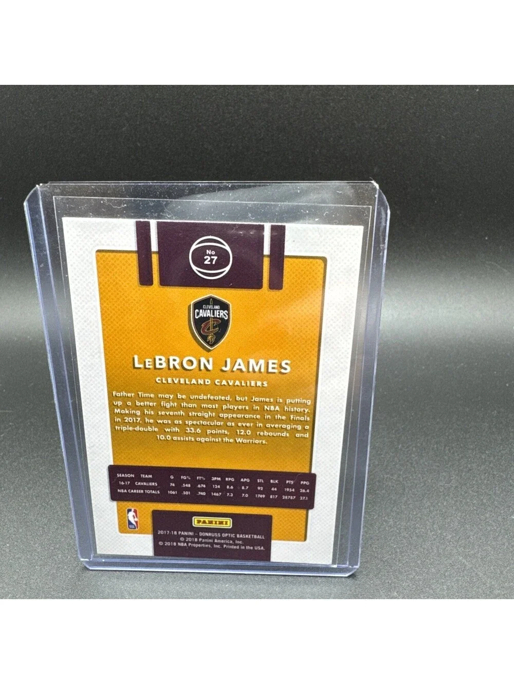 LeBron James No. 27 Optic Donruss - Panini 2018 with Protector